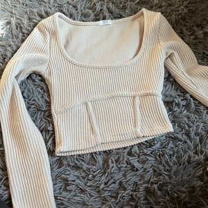 beige sweater corset bustier